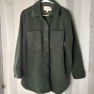 Forest green fleece button up